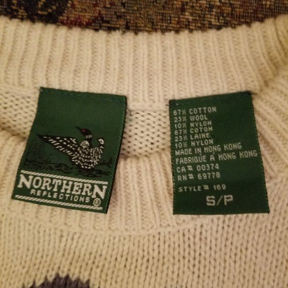 Floral leaf on all sides, S, vintage 80s, wool sweater, Northern Reflections - Picture 4 of 5